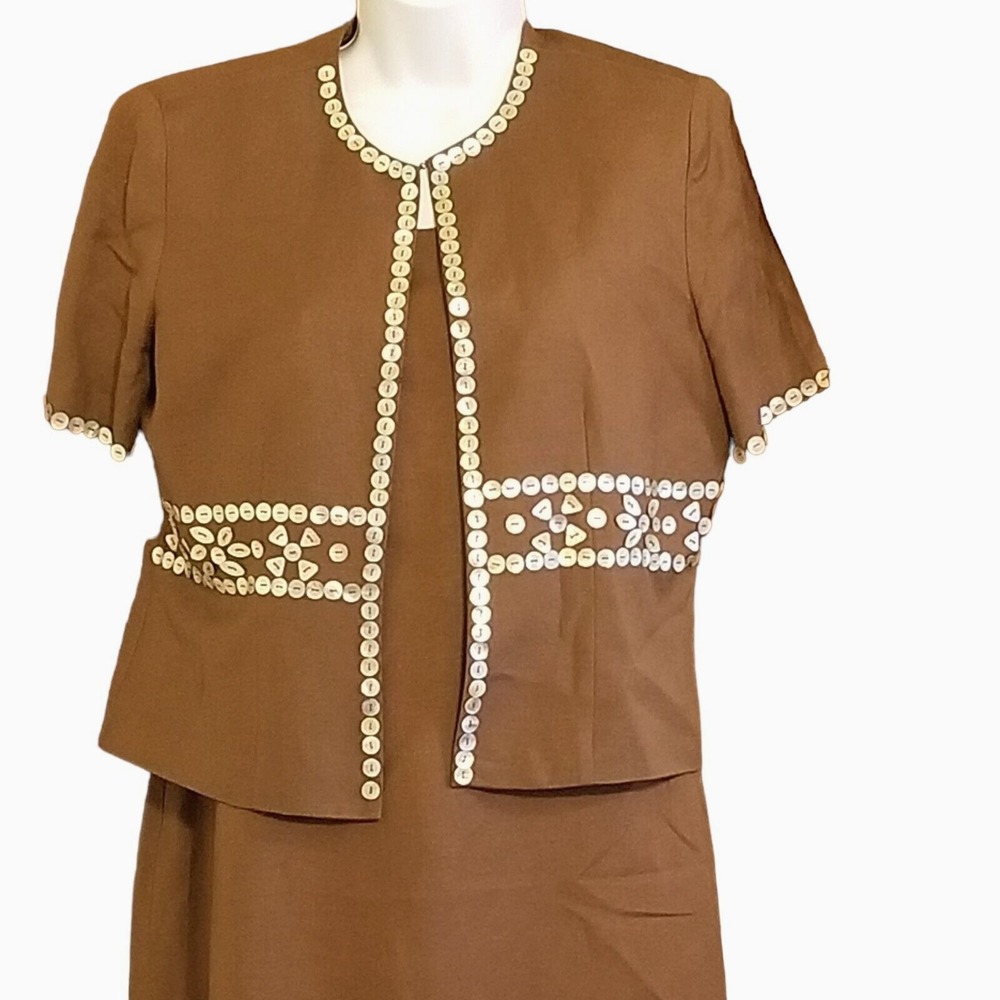 Coldwater Creek Womens Dress Jacket Size P6 Petite Set Linen Blend Brown